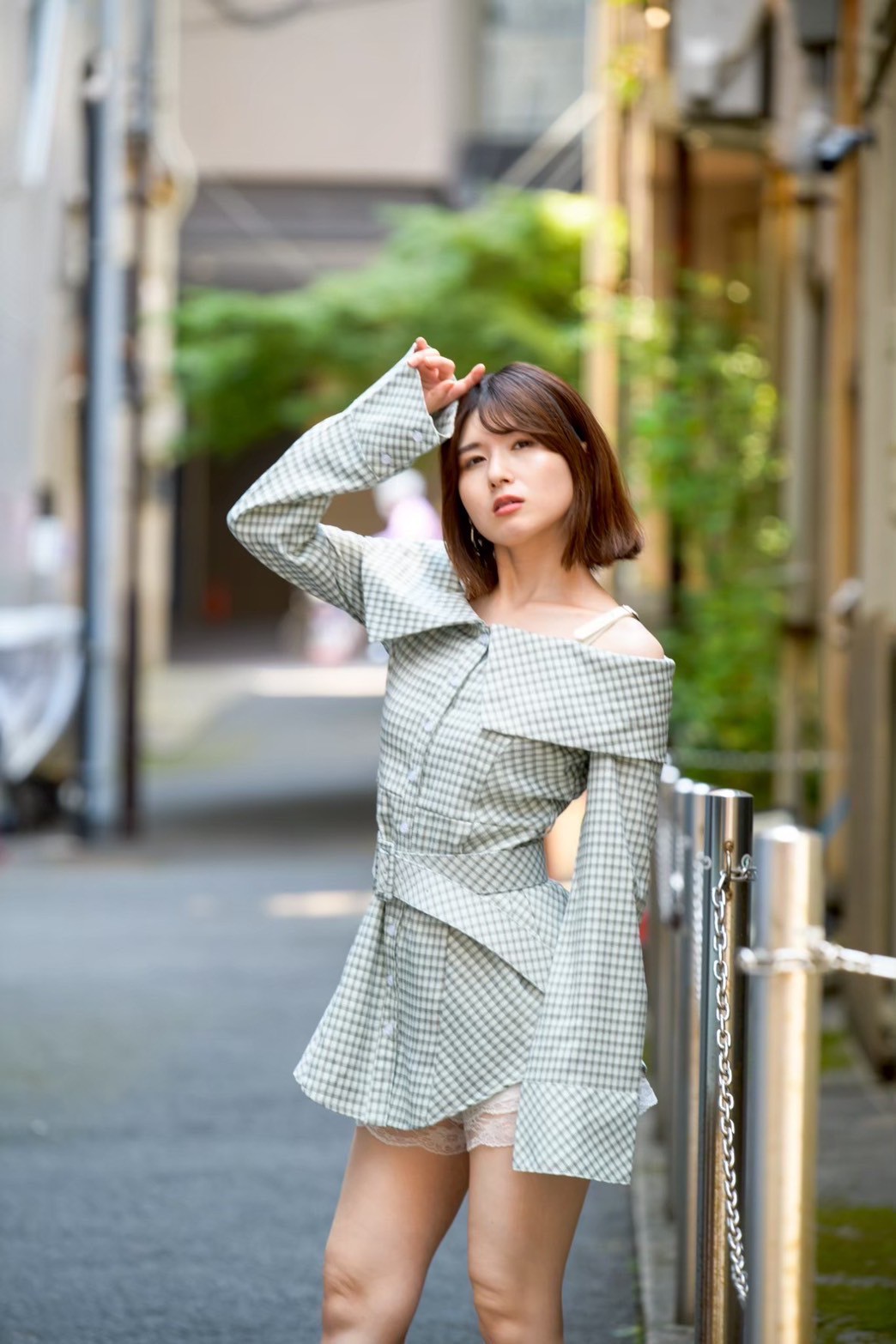 アシンメトリーシャツワンピ